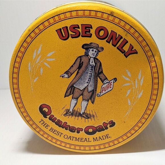 Vintage Quaker Rolled White Oats Tin Canister 1992 Stamp on 1984 Ltd Edition - Picture 5 of 9